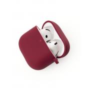 Чохол для навушників Airpods 4 Silicone case з мікрофіброю бордовий