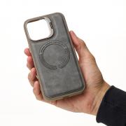 Чехол MagSafe LEATHER CAMERA CASE для iPhone 15 Pro Max серый