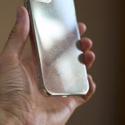 Пластиковый чехол GLITTER для iPhone 12 серебряный