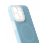 Чехол Liquid Silicone Full с поддержкой MagSafe для iPhone 15 Pro Max blue fog