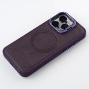 Чехол MagSafe LEATHER CAMERA CASE для iPhone 15 Pro Max темно-фиолетовый