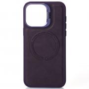 Чехол MagSafe LEATHER CAMERA CASE для iPhone 15 Pro Max темно-фиолетовый