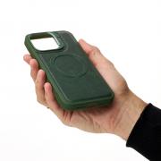 Чехол MagSafe LEATHER CAMERA CASE для iPhone 15 Pro Max темно-зеленый