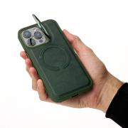 Чехол MagSafe LEATHER CAMERA CASE для iPhone 15 Pro Max темно-зеленый