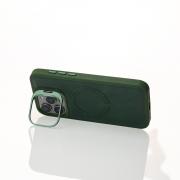 Чехол MagSafe LEATHER CAMERA CASE для iPhone 15 Pro Max темно-зеленый