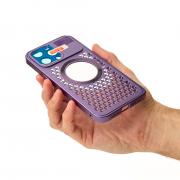 Металлический чехол AROMA PERFORATED METAL с поддержкой MagSafe для iPhone 14 Pro Max фиолетовый