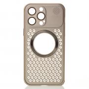 Металлический чехол AROMA PERFORATED METAL с поддержкой MagSafe для iPhone 14 Pro Max золотой