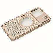 Металлический чехол AROMA PERFORATED METAL с поддержкой MagSafe для iPhone 14 Pro Max золотой