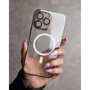 Пластиковый чехол MagSafe "Glitter" для iPhone 14 Pro серебряный