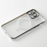 Пластиковый чехол MagSafe "Glitter" для iPhone 14 Pro серебряный