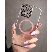 Пластиковый чехол MagSafe "Glitter" для iPhone 14 Pro розовое золото