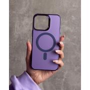 Полиуритановый чехол IMD Colors с поддержкой MagSafe для iPhone 15 Pro Max фиолетовый