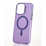 Полиуритановый чехол IMD Colors с поддержкой MagSafe для iPhone 15 Pro Max фиолетовый