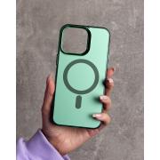 Полиуритановый чехол IMD Colors с поддержкой MagSafe для iPhone 15 Pro Max зеленый