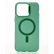 Полиуритановый чехол IMD Colors с поддержкой MagSafe для iPhone 15 Pro Max зеленый