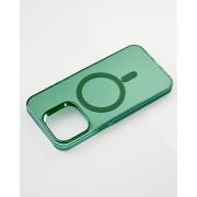 Полиуритановый чехол IMD Colors с поддержкой MagSafe для iPhone 15 Pro Max зеленый
