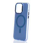 Полиуритановый чехол IMD Colors с поддержкой MagSafe для iPhone 15 Pro Max синий