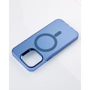 Полиуритановый чехол IMD Colors с поддержкой MagSafe для iPhone 15 Pro Max синий