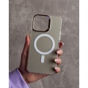 Полиуритановый чехол IMD Colors с поддержкой MagSafe для iPhone 11 Pro Max серебряный