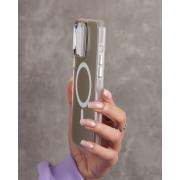 Полиуритановый чехол IMD Colors с поддержкой MagSafe для iPhone 11 Pro Max серебряный