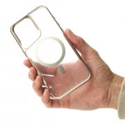 Пластиковый чехол MagSafe NEWZONE для iPhone 15 Pro Max серебряный