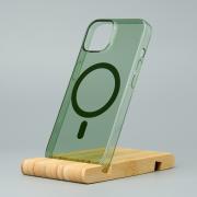 Пластиковый чехол OrigCase "Clear" with MagSafe для iPhone 15 зеленый