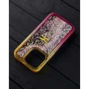 Силиконовый чехол AQUARIUM для iPhone 13 желтый/розовый
