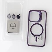 Силиконовый чехол MagSafe CAMERA GLASS PROTECTION для iPhone 14 темно-фиолетовый