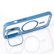 Силиконовый чехол MagSafe CAMERA GLASS PROTECTION для iPhone 14 голубой