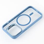 Силиконовый чехол MagSafe CAMERA GLASS PROTECTION для iPhone 14 голубой