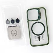 Силиконовый чехол MagSafe CAMERA GLASS PROTECTION для iPhone 14 темно-зеленый