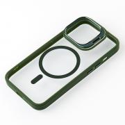 Силиконовый чехол MagSafe CAMERA GLASS PROTECTION для iPhone 14 темно-зеленый