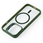 Силиконовый чехол MagSafe CAMERA GLASS PROTECTION для iPhone 14 темно-зеленый