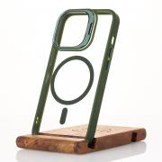 Силиконовый чехол MagSafe CAMERA GLASS PROTECTION для iPhone 14 темно-зеленый