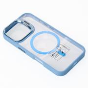 Силиконовый чехол MagSafe CAMERA GLASS PROTECTION для iPhone 16 голубой
