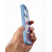 Силиконовый чехол MagSafe CAMERA GLASS PROTECTION для iPhone 16 голубой