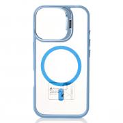 Силиконовый чехол MagSafe CAMERA GLASS PROTECTION для iPhone 16 Plus голубой