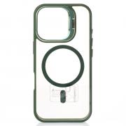 Силиконовый чехол MagSafe CAMERA GLASS PROTECTION для iPhone 16 темно-зеленый