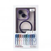 Силиконовый чехол MagSafe CAMERA GLASS PROTECTION для iPhone 16 темно-фиолетовый