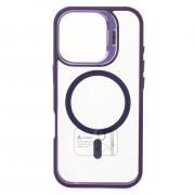 Силиконовый чехол MagSafe CAMERA GLASS PROTECTION для iPhone 16 темно-фиолетовый