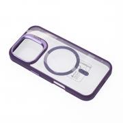 Силиконовый чехол MagSafe CAMERA GLASS PROTECTION для iPhone 16 темно-фиолетовый