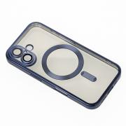 Силиконовый чехол MagSafe SHINING MATTE для iPhone 16 Plus blue titanium