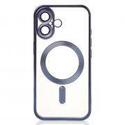 Силиконовый чехол MagSafe SHINING MATTE для iPhone 16 Plus blue titanium