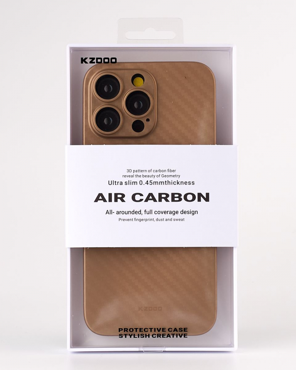 Карбоновый чехол K-DOO Air Carbon (UltraSlim 0.45mm) для iPhone 13 Pro золотой