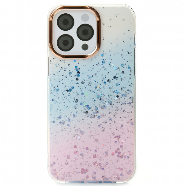 Акриловый чехол Confetti для iPhone 13 Pro Max розовый/синий