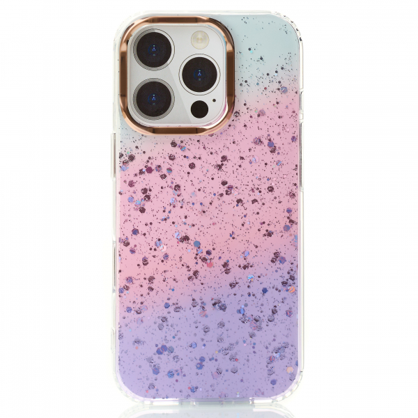 Акриловый чехол Confetti для iPhone 14 Pro Max фиолетовый/розовый