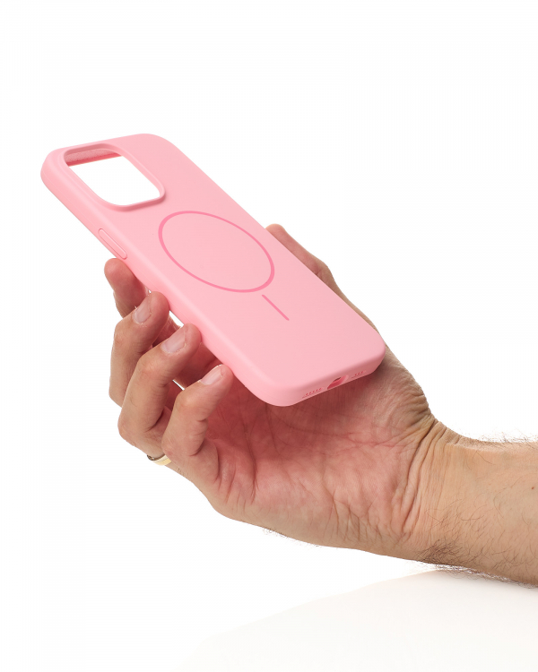 Силиконовый чехол Slim Ring Soft с поддержкой MagSafe для iPhone 15 pink