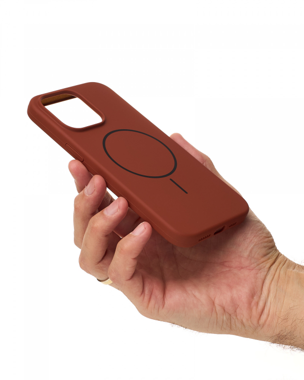 Силиконовый чехол Slim Ring Soft с поддержкой MagSafe для iPhone 15 brown