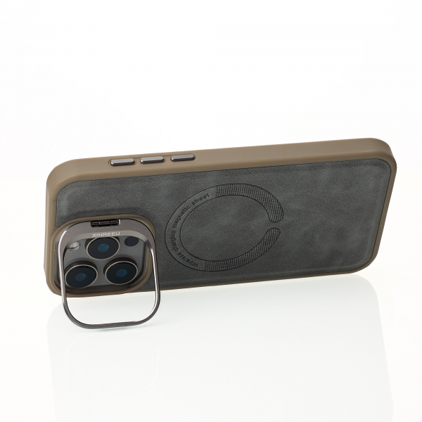 Чехол MagSafe LEATHER CAMERA CASE для iPhone 15 Pro Max серый