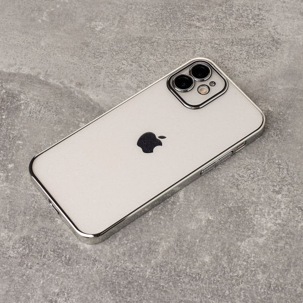 Пластиковый чехол GLITTER для iPhone 12 серебряный